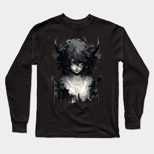 Otaku Vibes Anime Demon Girl Long Sleeve T-Shirt by BrushedbyRain